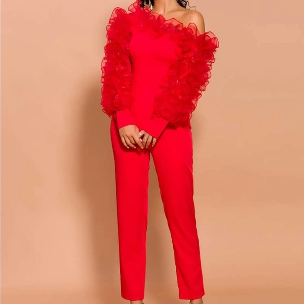 Fitted ruffle jumpsuit